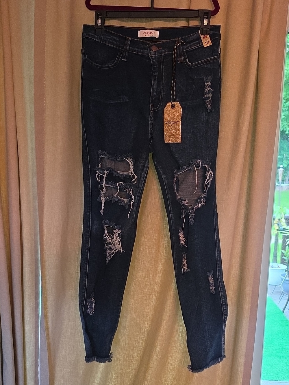 Vibrant Dark Blue Ripped Skinny Jeans for Women